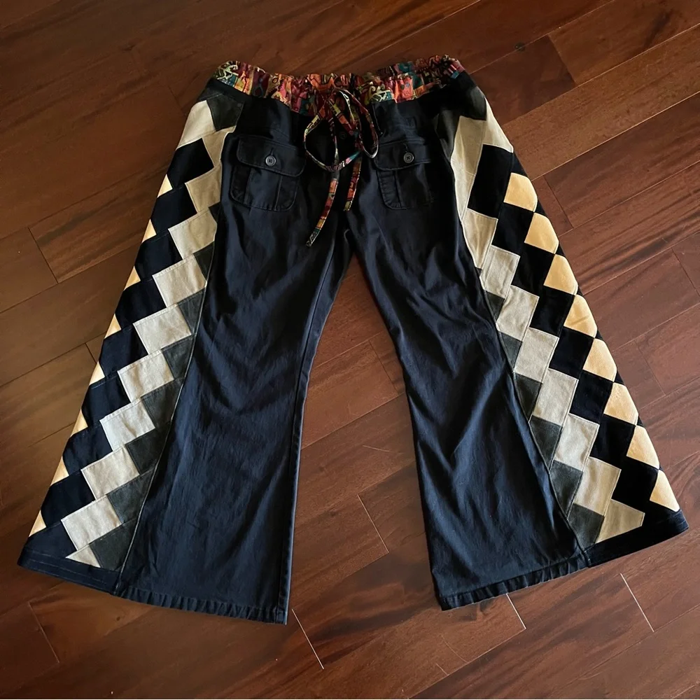 Phish Donut Patchwork Corduroy Pants - Blue Tan Adjustable Waist XXL - Picture 5 of 12